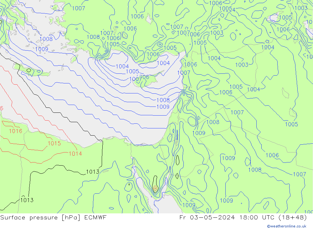 pressão do solo ECMWF Sex 03.05.2024 18 UTC