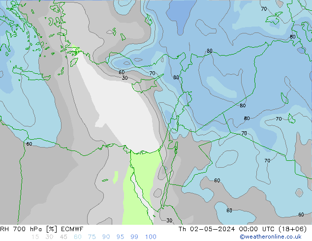 700 hPa Nispi Nem ECMWF Per 02.05.2024 00 UTC