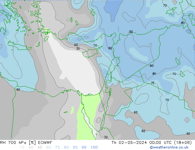 RH 700 hPa ECMWF  02.05.2024 00 UTC