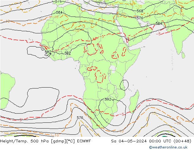 Height/Temp. 500 hPa ECMWF Sáb 04.05.2024 00 UTC