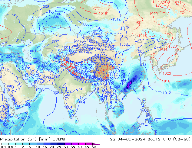 Precipitation (6h) ECMWF So 04.05.2024 12 UTC