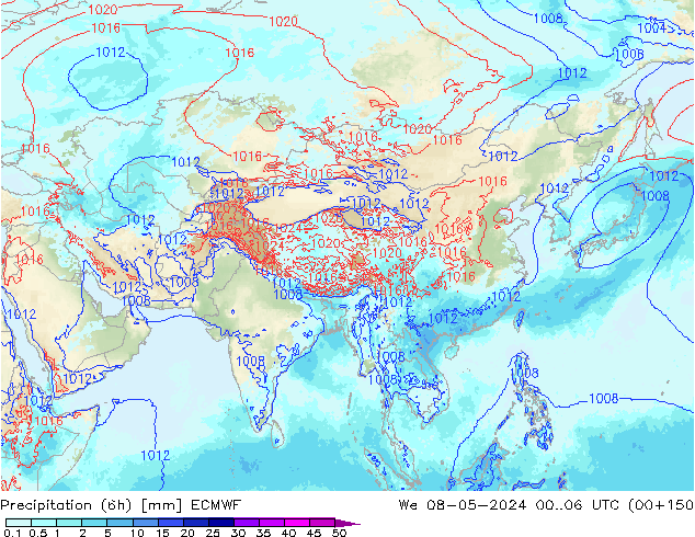 Precipitación (6h) ECMWF mié 08.05.2024 06 UTC