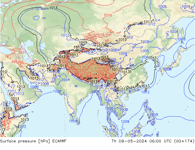 Surface pressure ECMWF Th 09.05.2024 06 UTC