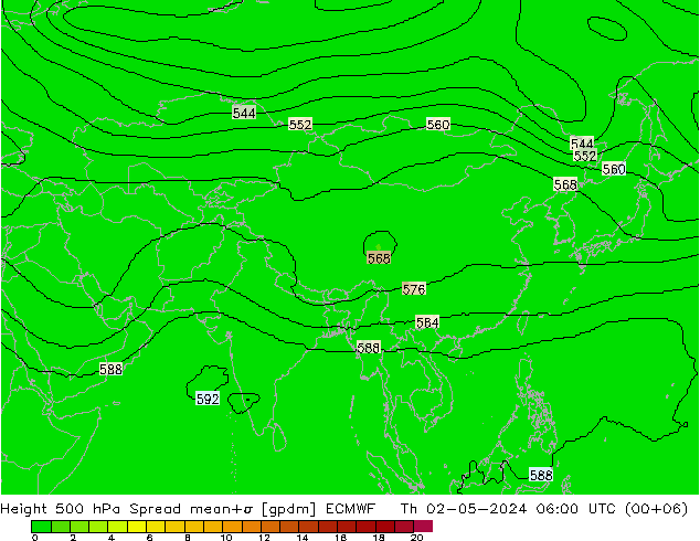 500 hPa Yüksekliği Spread ECMWF Per 02.05.2024 06 UTC