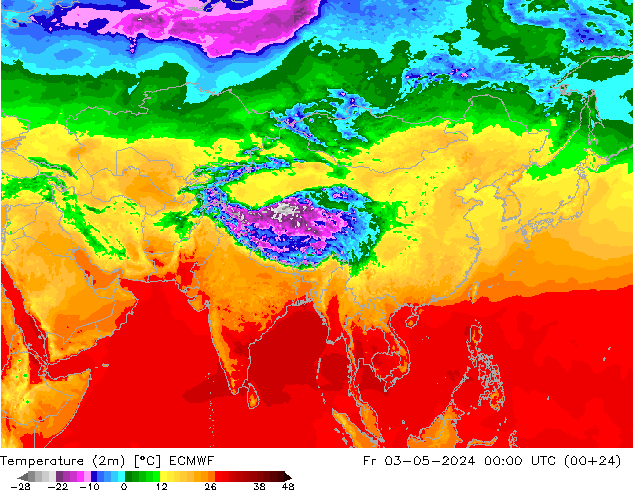 карта температуры ECMWF пт 03.05.2024 00 UTC