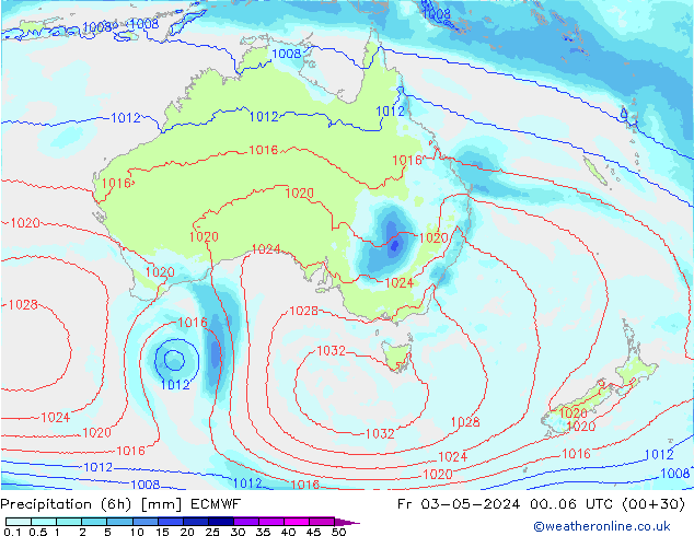 Yağış (6h) ECMWF Cu 03.05.2024 06 UTC