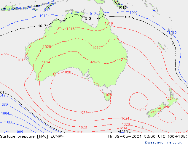 Luchtdruk (Grond) ECMWF do 09.05.2024 00 UTC