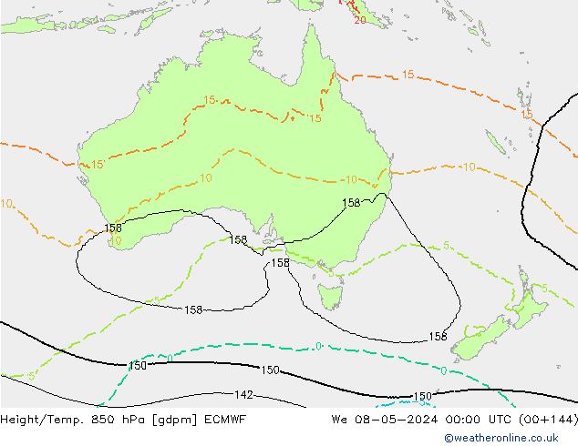 Height/Temp. 850 hPa ECMWF śro. 08.05.2024 00 UTC