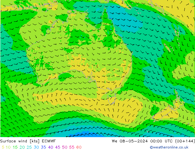 Surface wind ECMWF We 08.05.2024 00 UTC