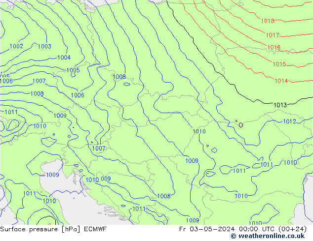 Presión superficial ECMWF vie 03.05.2024 00 UTC