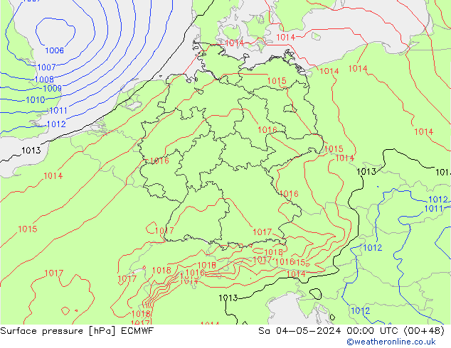 Surface pressure ECMWF Sa 04.05.2024 00 UTC