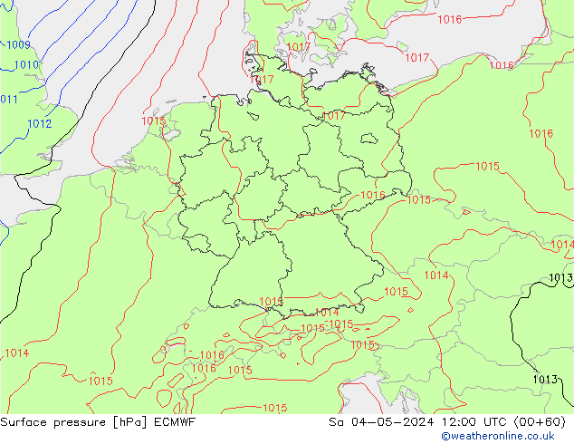 Surface pressure ECMWF Sa 04.05.2024 12 UTC