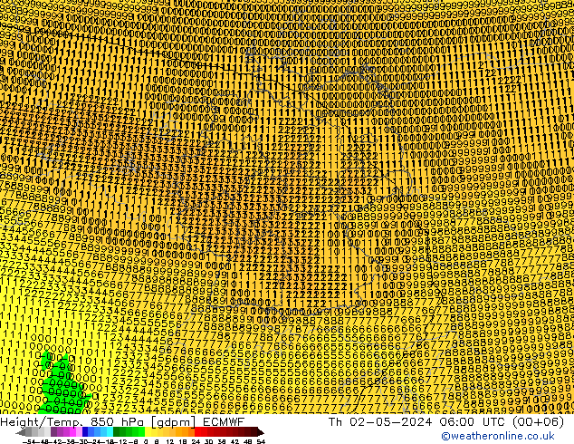 Height/Temp. 850 hPa ECMWF 星期四 02.05.2024 06 UTC