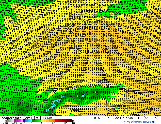 Temperature (2m) ECMWF Th 02.05.2024 06 UTC