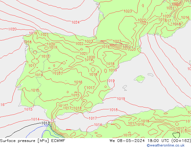 Pressione al suolo ECMWF mer 08.05.2024 18 UTC