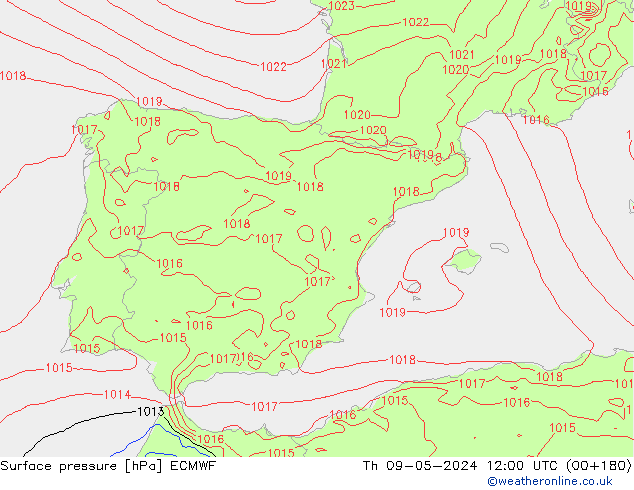 Surface pressure ECMWF Th 09.05.2024 12 UTC