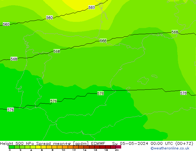 Height 500 hPa Spread ECMWF Su 05.05.2024 00 UTC