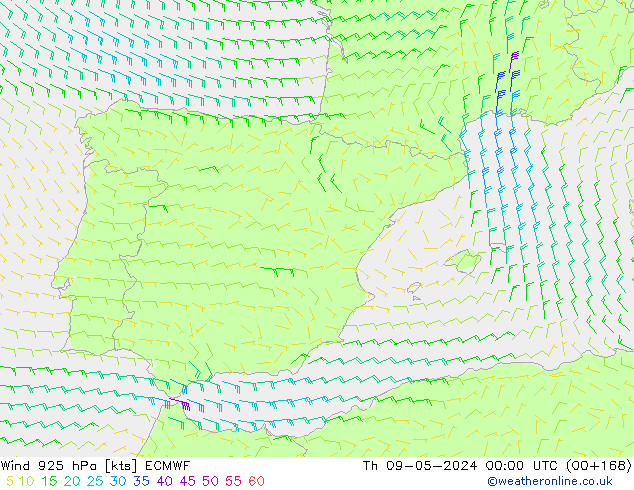 Wind 925 hPa ECMWF do 09.05.2024 00 UTC