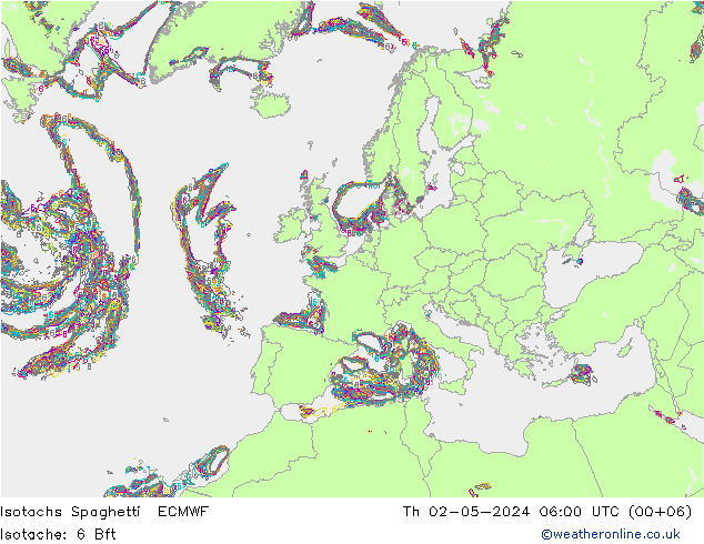 Isotaca Spaghetti ECMWF jue 02.05.2024 06 UTC