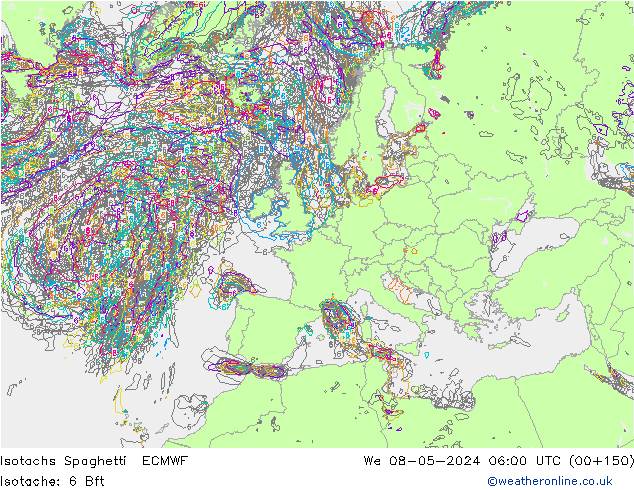 Isotachen Spaghetti ECMWF Mi 08.05.2024 06 UTC