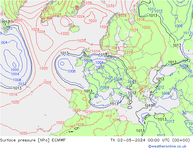 pression de l'air ECMWF jeu 02.05.2024 00 UTC