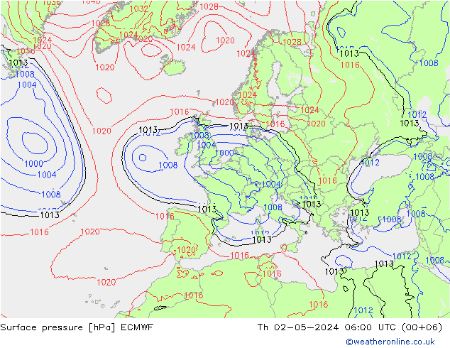 ciśnienie ECMWF czw. 02.05.2024 06 UTC