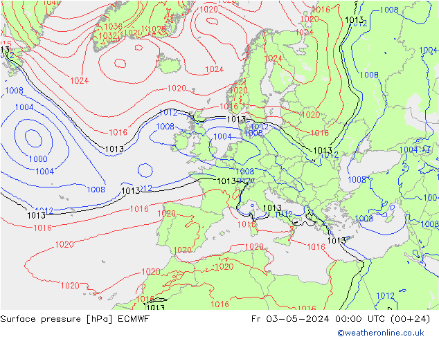 Surface pressure ECMWF Fr 03.05.2024 00 UTC