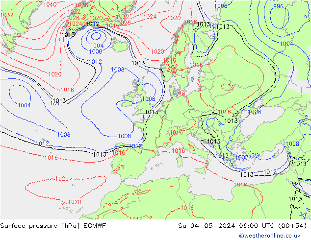 Surface pressure ECMWF Sa 04.05.2024 06 UTC