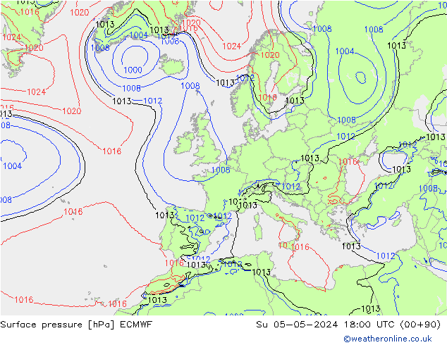 pression de l'air ECMWF dim 05.05.2024 18 UTC