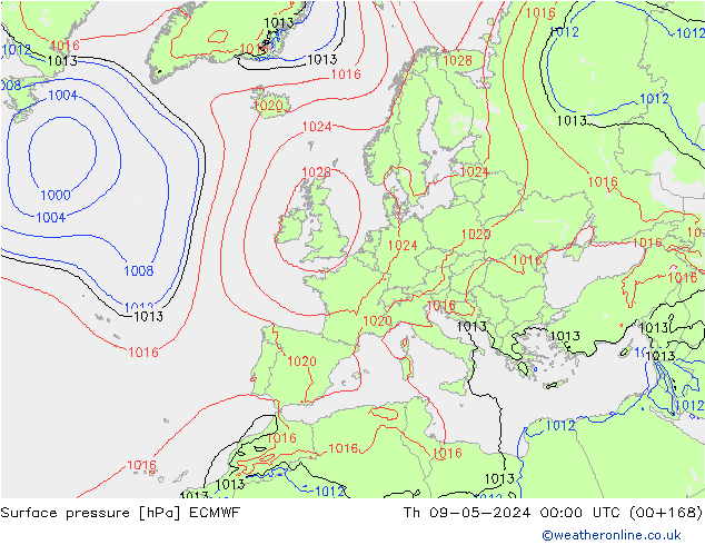 приземное давление ECMWF чт 09.05.2024 00 UTC