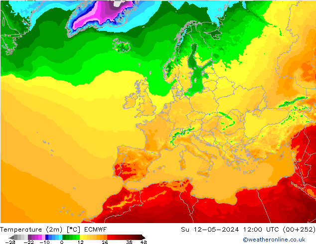 Temperature (2m) ECMWF Ne 12.05.2024 12 UTC
