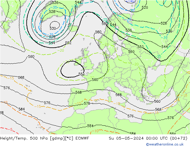 Geop./Temp. 500 hPa ECMWF dom 05.05.2024 00 UTC