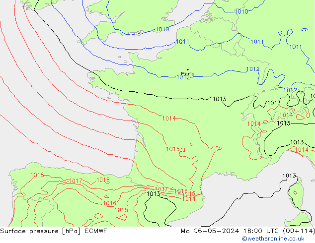 Surface pressure ECMWF Mo 06.05.2024 18 UTC