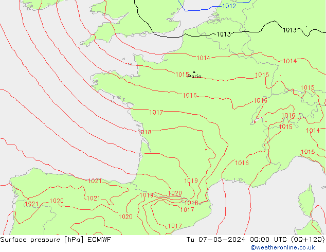 Pressione al suolo ECMWF mar 07.05.2024 00 UTC