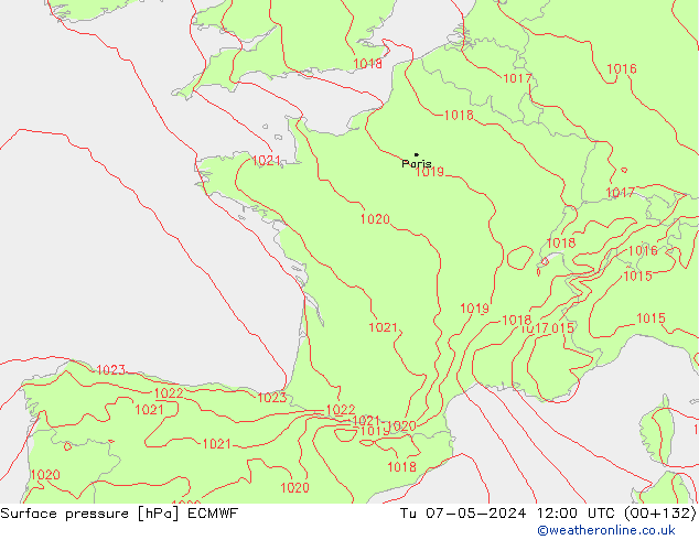 Pressione al suolo ECMWF mar 07.05.2024 12 UTC