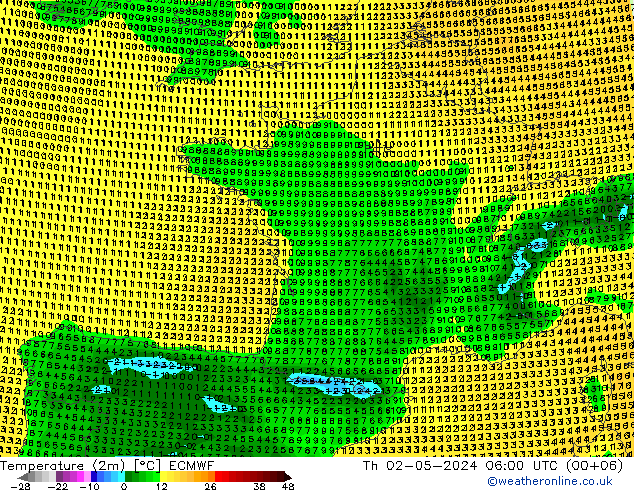 Temperaturkarte (2m) ECMWF Do 02.05.2024 06 UTC