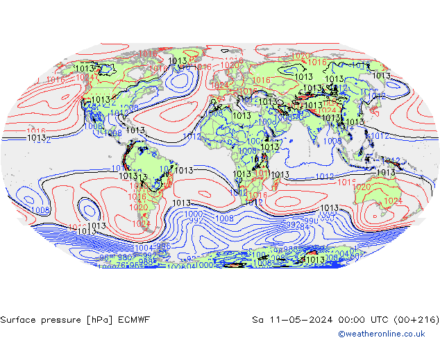 Surface pressure ECMWF Sa 11.05.2024 00 UTC