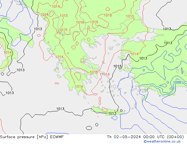 Surface pressure ECMWF Th 02.05.2024 00 UTC