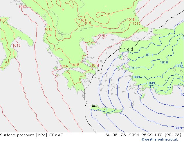 pressão do solo ECMWF Dom 05.05.2024 06 UTC