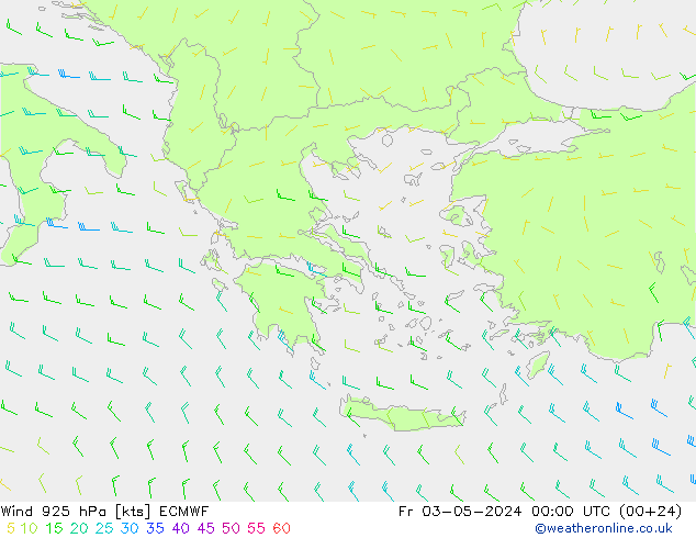 Vent 925 hPa ECMWF ven 03.05.2024 00 UTC