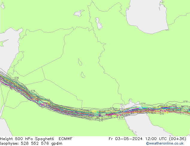 Height 500 hPa Spaghetti ECMWF Fr 03.05.2024 12 UTC