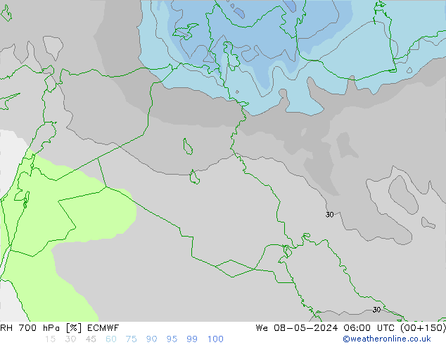 700 hPa Nispi Nem ECMWF Çar 08.05.2024 06 UTC