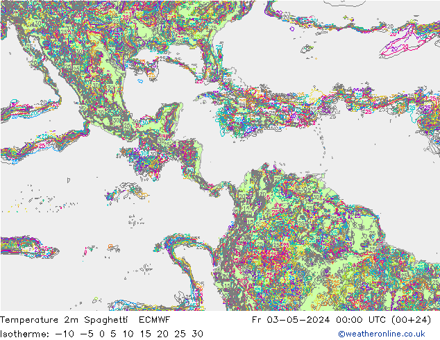 Sıcaklık Haritası 2m Spaghetti ECMWF Cu 03.05.2024 00 UTC