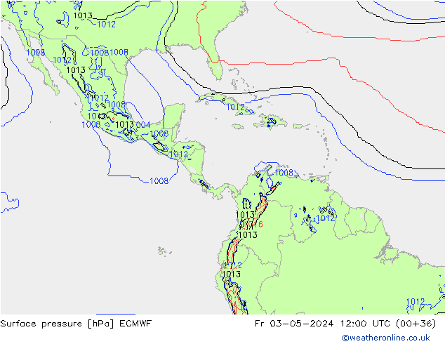 Presión superficial ECMWF vie 03.05.2024 12 UTC