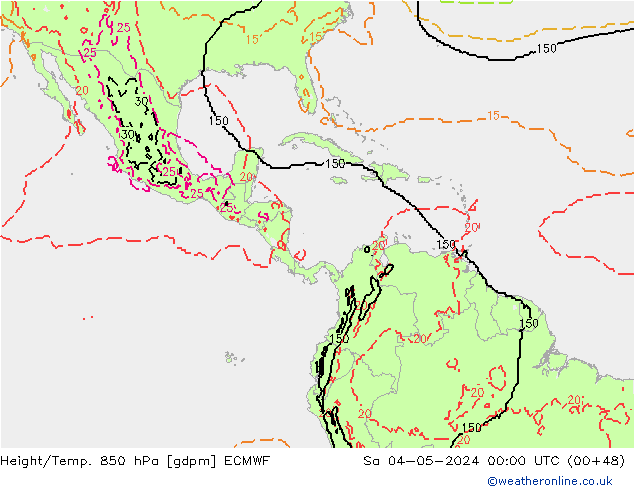 Height/Temp. 850 hPa ECMWF sab 04.05.2024 00 UTC