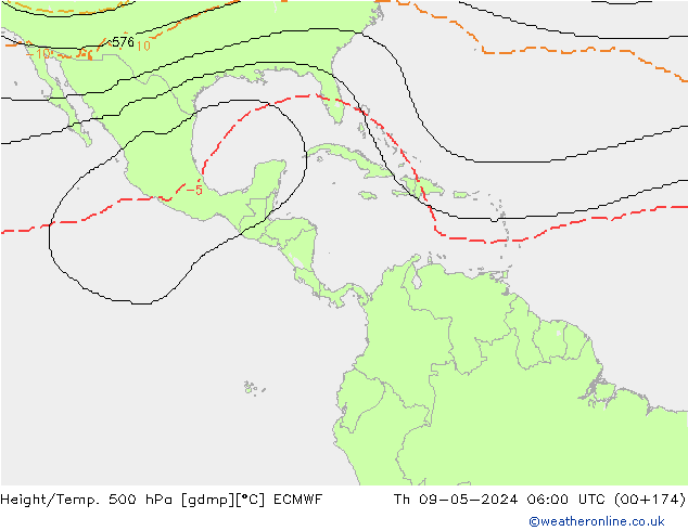 Yükseklik/Sıc. 500 hPa ECMWF Per 09.05.2024 06 UTC