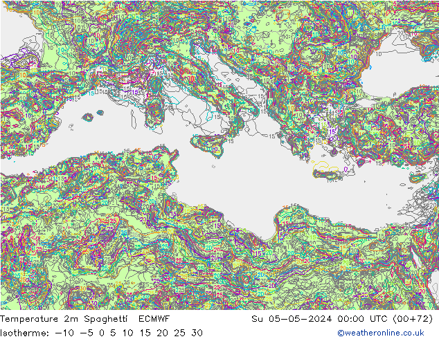 mapa temperatury 2m Spaghetti ECMWF nie. 05.05.2024 00 UTC