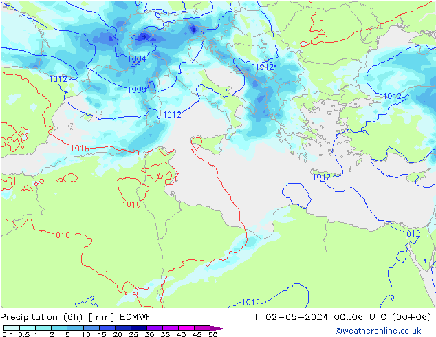 Precipitazione (6h) ECMWF gio 02.05.2024 06 UTC
