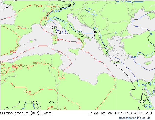 Yer basıncı ECMWF Cu 03.05.2024 06 UTC