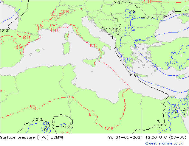 Surface pressure ECMWF Sa 04.05.2024 12 UTC